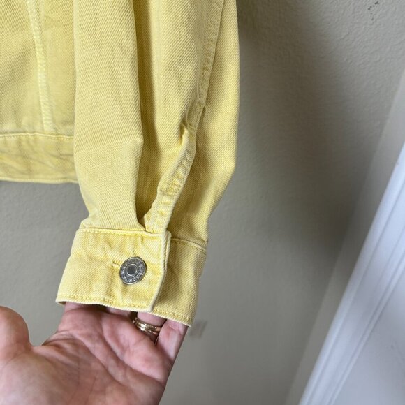 MANGO Lemon Yellow Denim Jean Trucker Jacket Size Small - Picture 4 of 9